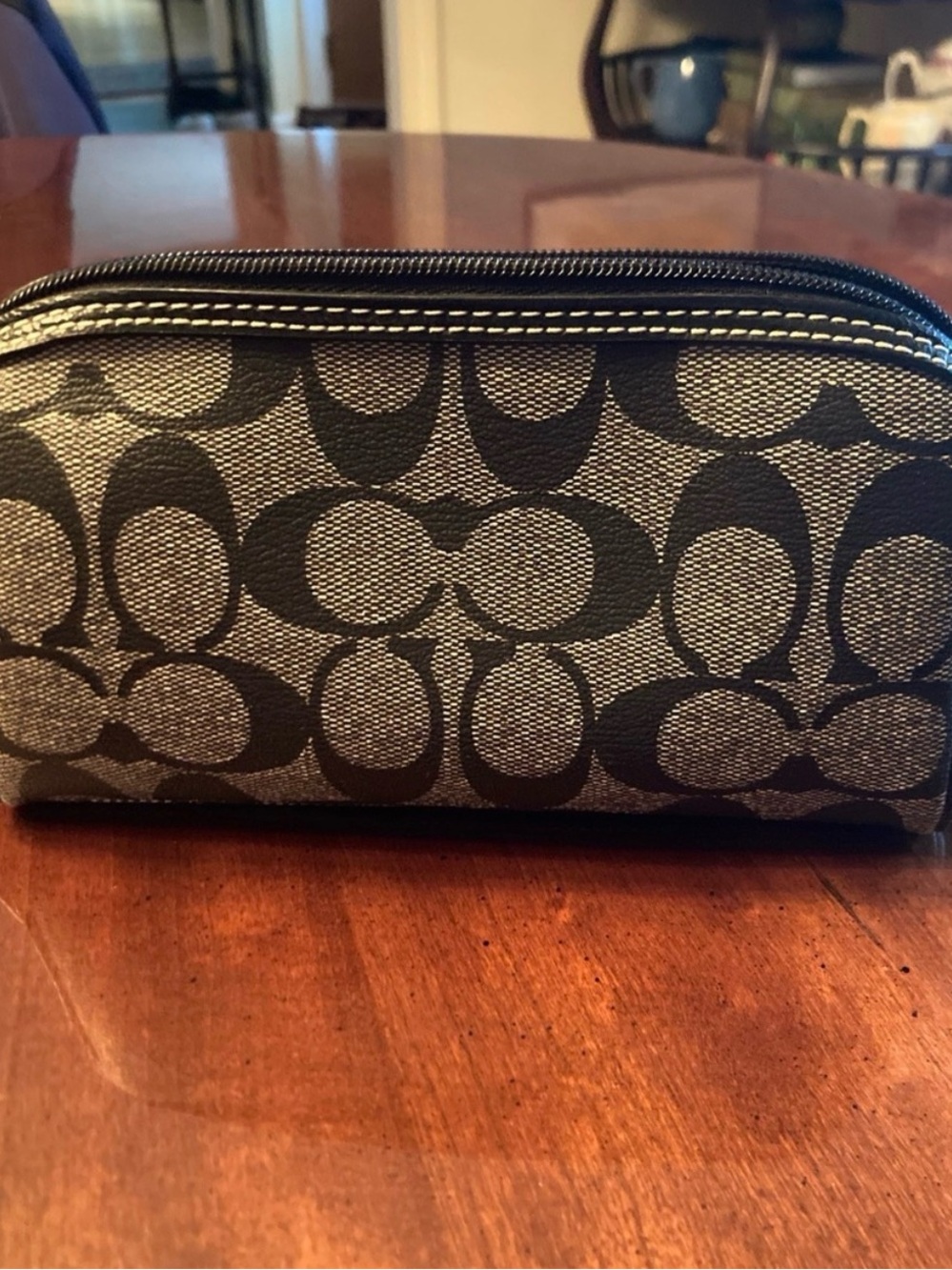 Coach small Signature Black and Gray Toiletry Pouch - Picture 2 of 3